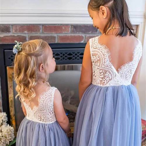 Flower Girl Dress Baby Kids Summer Princess Party Lace Weddi
