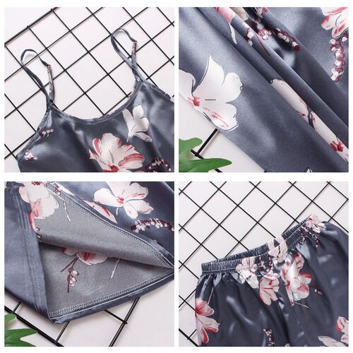 Dames Satijn Zijde Kant Cami Vest Shorts Lingerie Pyjama Set