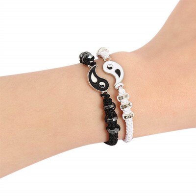 Tai Chi Yin Yang Couple Brlets Alloy Pendant Adjustable B