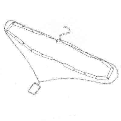 Retro Stainless steel shining paperclip chain hollow rectang