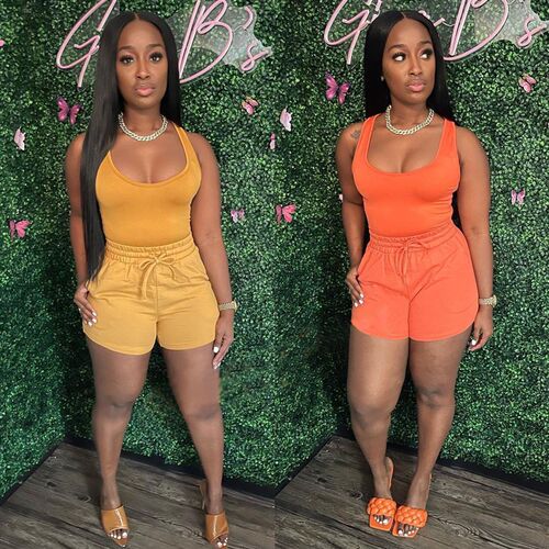 Summer Sleeveless Tank Top Shorts Set Two Piece Set Jogger S