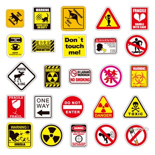 10/30/50/100pcs Cartoon Warning ers Danger Banning Skateboar