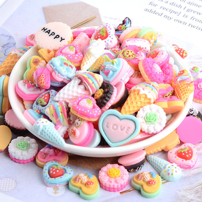 20 Pcs Candy Cake Material Kit 3D Resin Flat Cabochons Embel