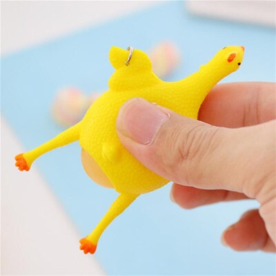 Novelty Funny Toys Vent Chicken Keychain Laying Hens Aying E