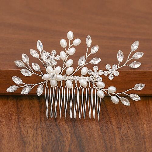 Silver Color Pearl Rhinestone Wedding Hair Combs Hair Access