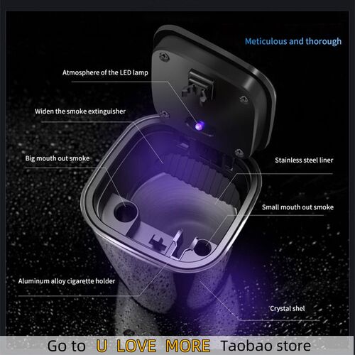 LED Light car Accessories Ashtray Push Type Auto Vehicle Cig
