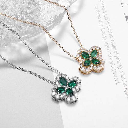 Temperament Luxury Green Zircon Four Leaf Flower Stainless S