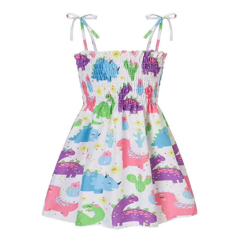 Summer New Girls Dress Childrens Beach Floral Slip Dress B图片