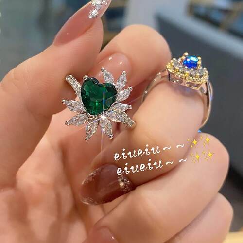 Fashion horse eye love ring femininity luxury emerald ring d