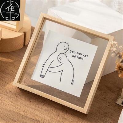 Corkboard photo wall solid wood frame blackboard pine office