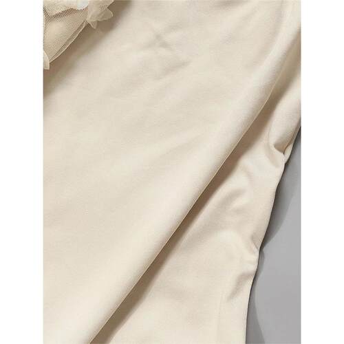 Summer 2025 Womens Long-Sleeve Lace Trim Mesh Blouse round