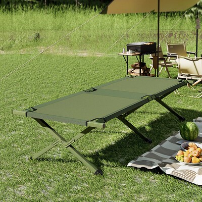 Portable folding cot outdoor camping bed single marching bed
