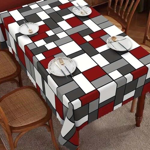 Abstract Geometric Pattern Tablecloth Home Decoration Red Wh