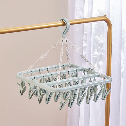 Folding Hanging Clothes Hanger 32-clip Multi-functional Wind