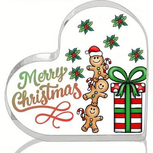 1pc, Merry Christmas Gingerbread Man Gift Box Heart-shaped A
