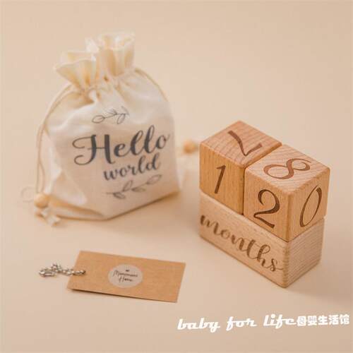 2019Wooden Square Baby Milestone Newborn Full Moon Photograp
