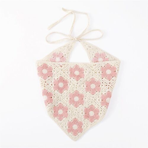 Retro Cute Triangle Scarf Handmade Crochet Flower Headband f