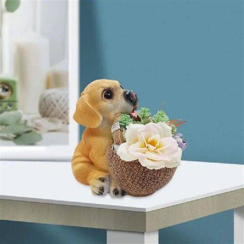 Sitting Dog Holding Basket Entrance Key Dog Storage Basket