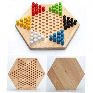2023 Solid Chinese Checkers with Wooden Marbles Family