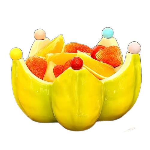Ceramic Fruit-Shaped Salad Bowl with Matching Fork Set