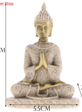 MagiDeal The   Sandstone Meditation Buddha Statue Sculpture