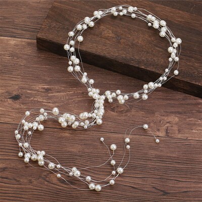 Korean Bride Wedding Headpiece Handmade Highlight Pearl Flow