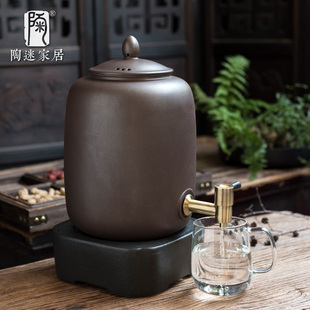 陶迷家用泡茶储水罐大容量陶瓷煮茶缸大号带龙头养水净水缸饮水机