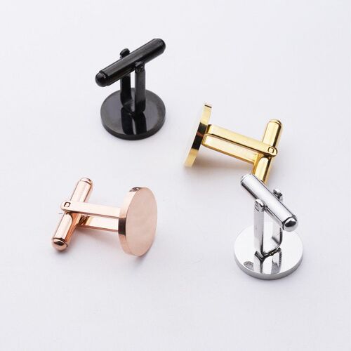 Round Cufflinks Titanium Steel Mirror Glossy Round Cufflinks