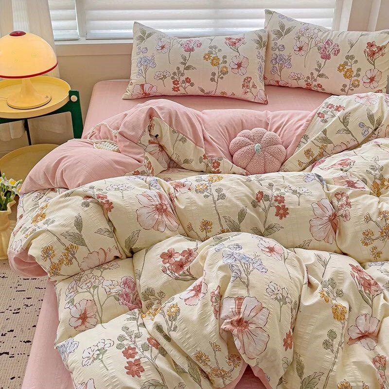Washed Cotton Bedding Comforter Set Pillowcase bed sheet Sin