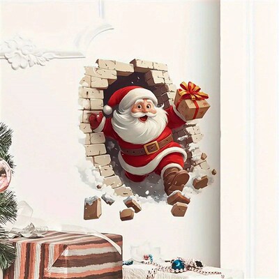 1pc Santa Claus Wall Decal - Removable Christmas er, Suitabl