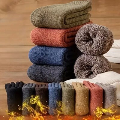5 Pairs Thickened And Warm Woolen Socks For Men, Mid-tube So