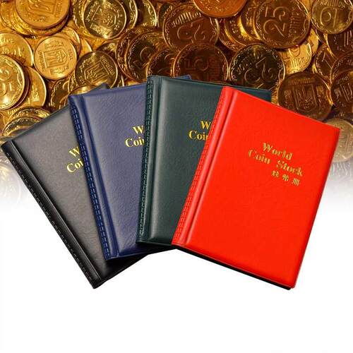 120 Pockets Coins Collection Album Book Coin Holder Leather