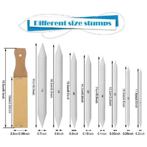 22 PCS Sketch Drawing Tools, 16 Blending Stumps Set With 2