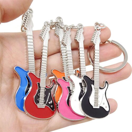 New Alloy Guitar Keychain Cute Bass Keyring for Man Women Ba