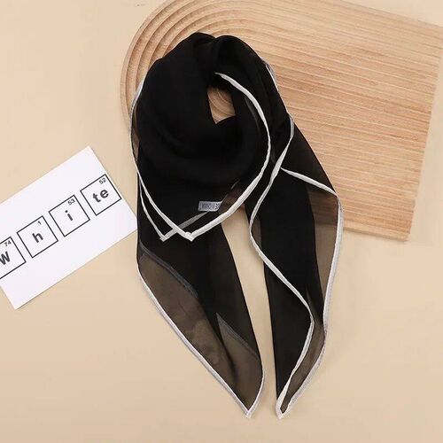 Solid Color Handkerchief Cotton Silk Neck Scarves For Women