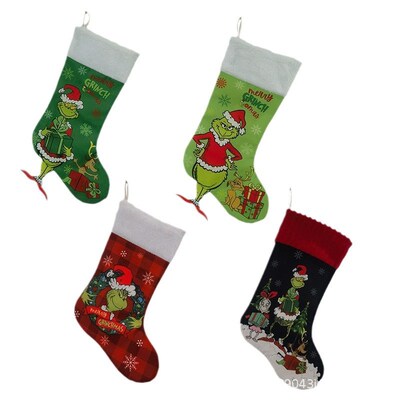 Christmas Grinch Christmas Socks Pendant Green Hair Candy Ba