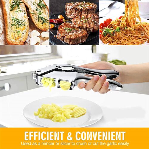 New Garlic Press Stainless Steel 2 in 1 Garlic Slicer Mincer