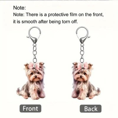 New Simulation Yorkshire Dog Keychain Acrylic Alloy Car Keyc
