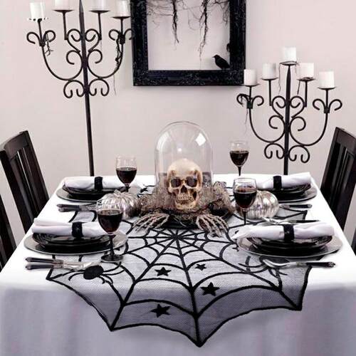 Round Table Cloth Halloween Party Decoration Lace Backdrop S