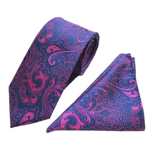 Polyester Large Waist Flower Tie Pocket Square Set for Men