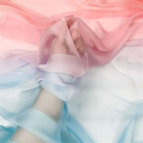 1M Rainbow Gradient Color Chiffon Fabric 30D Organza Tulle