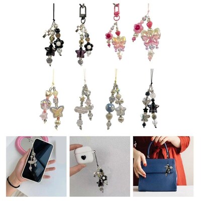 Phone Charm Strap Keychain Kawaii-Cute Crystal Jellyfish Pen