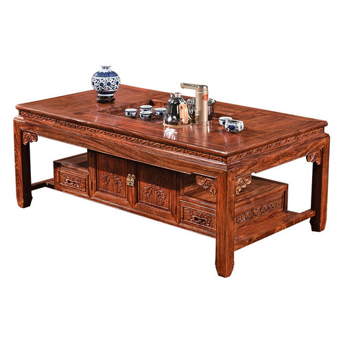 实木大茶几红木家具刺猬紫檀功夫茶桌花梨木烧水茶台客厅一体桌子