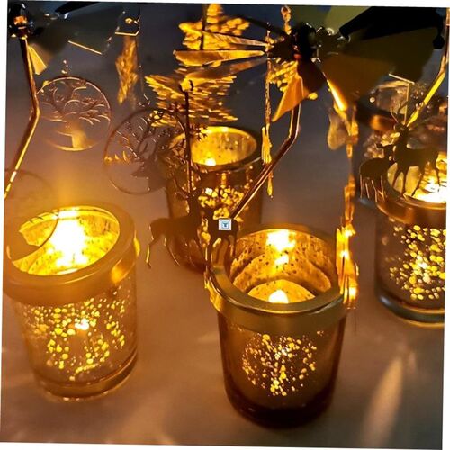 Gold Metal Candlestick Merry Christmas Table Decor For Home