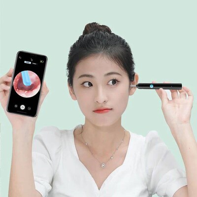 Wreless  Ear Pck Otoscopea Borescope Lumnous Ear Wax Cleanng
