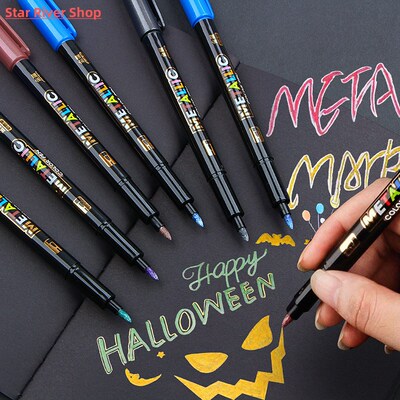 8Color Metallic Water Paint Metal Marker Pen Permanent Drawi