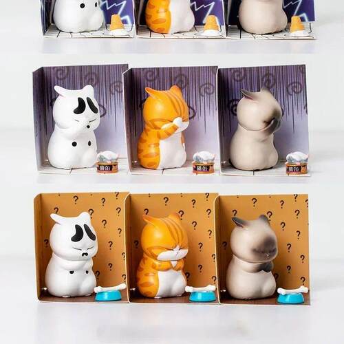 3/1Pc Mini Cat Blind Box Anger Orange Cat Cute Figures Ornam