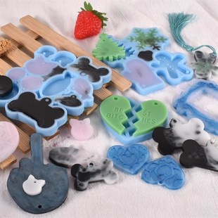 Epoxy Resin Mold DIY Dog Tag Bone Shaped Keychain Casting Si