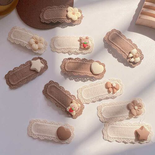 2 Cute Milk Tea Color Wool Knitted Childrens Ba Clip All-ma