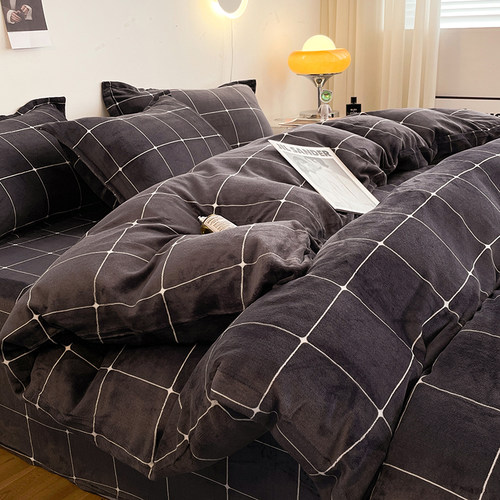 4pc fleece bedsheet set fitted bed sheet sets duvet cover